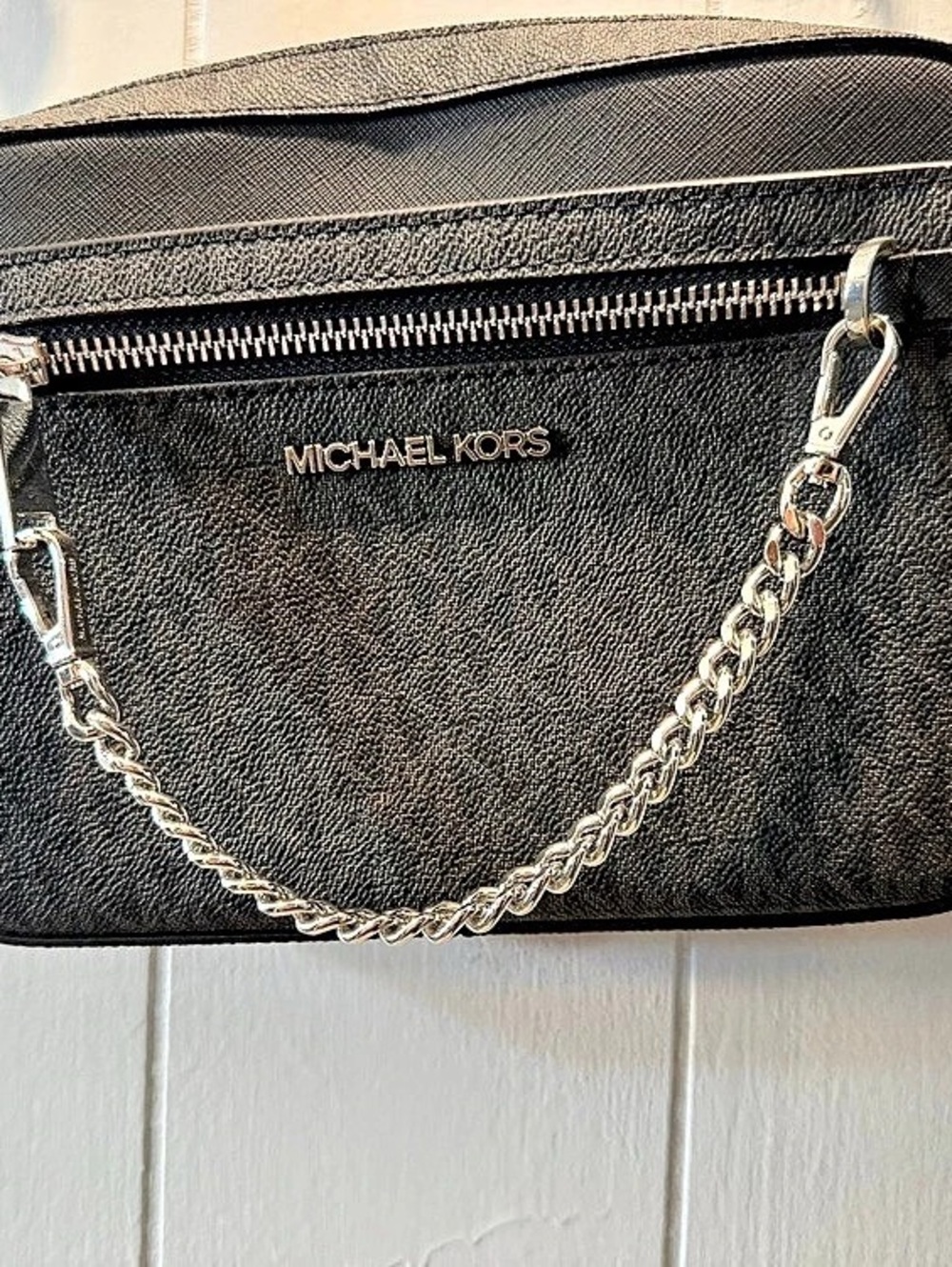 Michael Kors Jet Set Large Logo Crossbody Bag Black